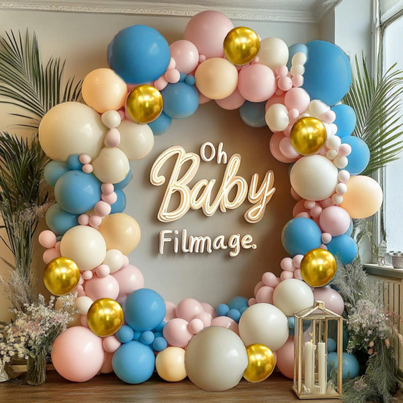 The Party Aisle Dusty Blue Pink Nude Sand White Metallic Gold Balloons Wayfair